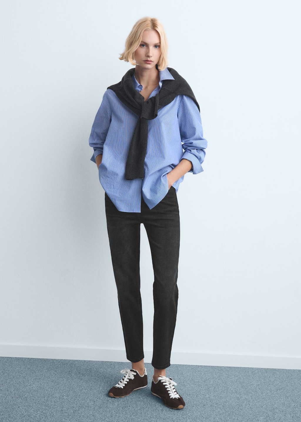 Mango Newmom Comfort High-rise Jeans In Black