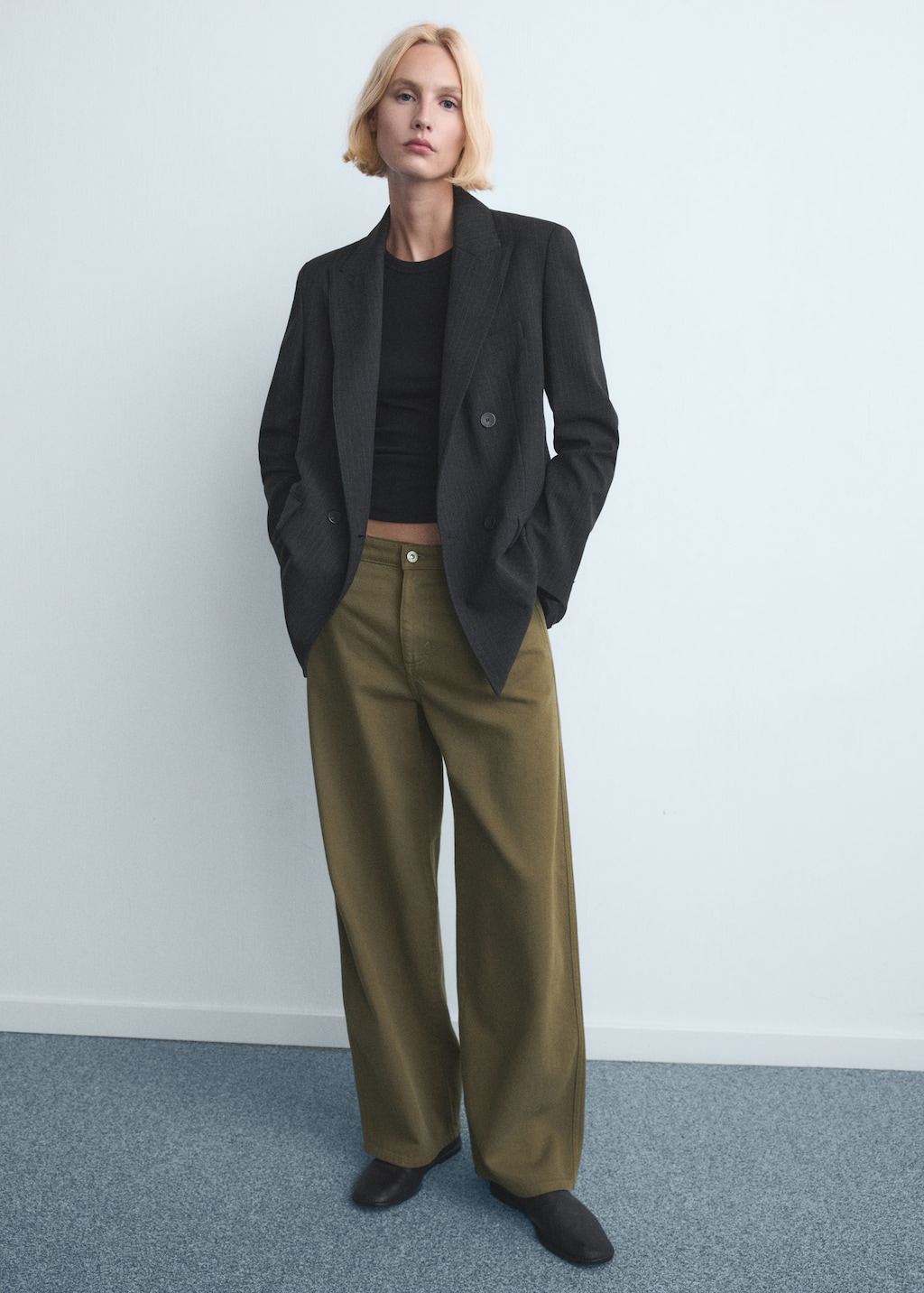 Mango Jean Balloon Taille Basse Kaki - Femme - 36 -  In Brown