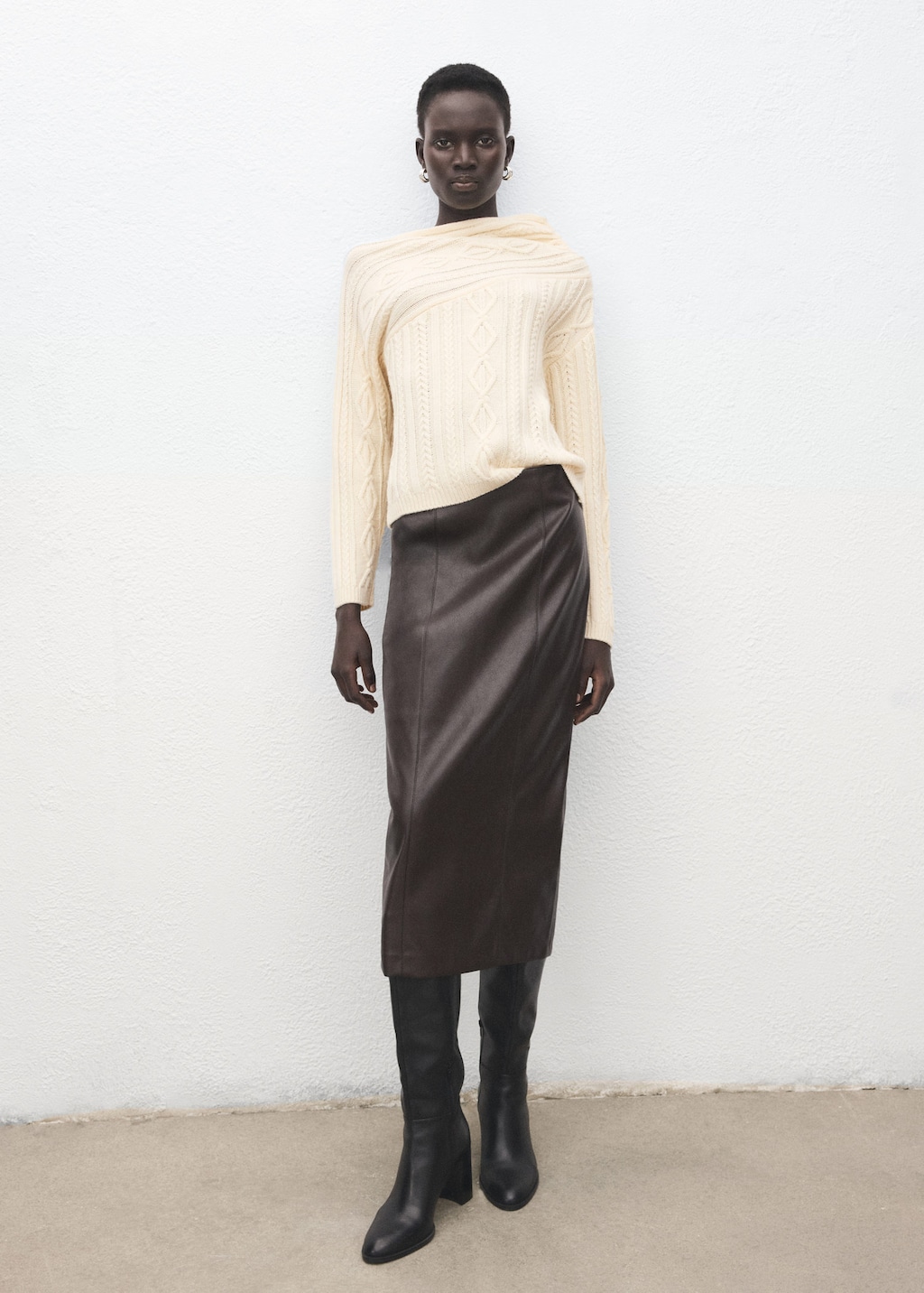 Mango Braided Wool-blend Sweater Ecru In Neutral