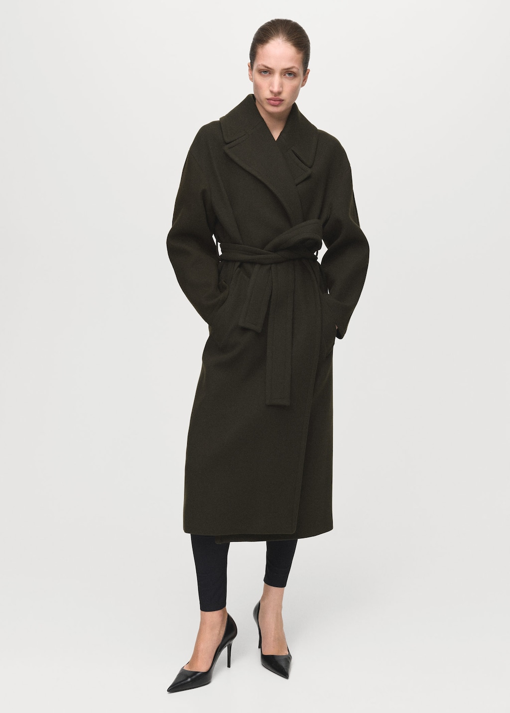Mango Manteco Wool Coat With Belt In Brown