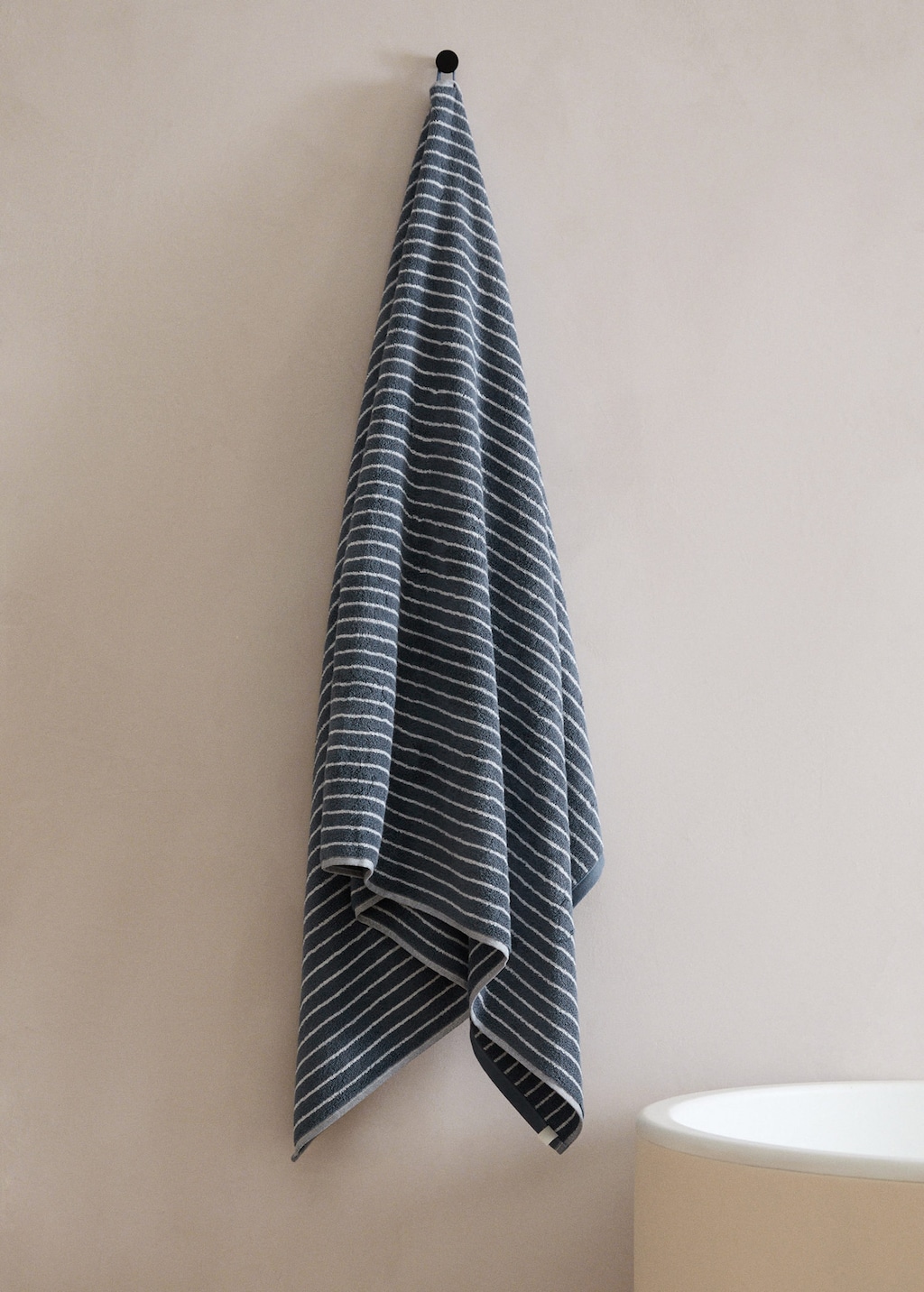 Mango Two-tone Striped Cotton Bath Towel Indigo Blue