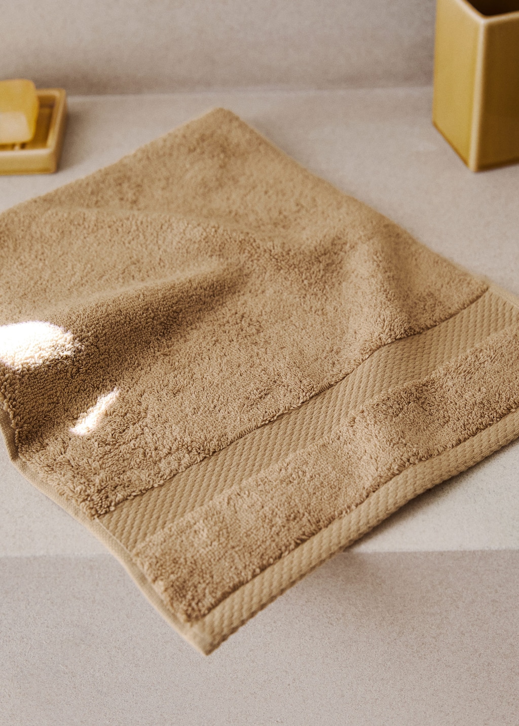 Mango Extra-soft Cotton Face Towel Medium Brown In Nude