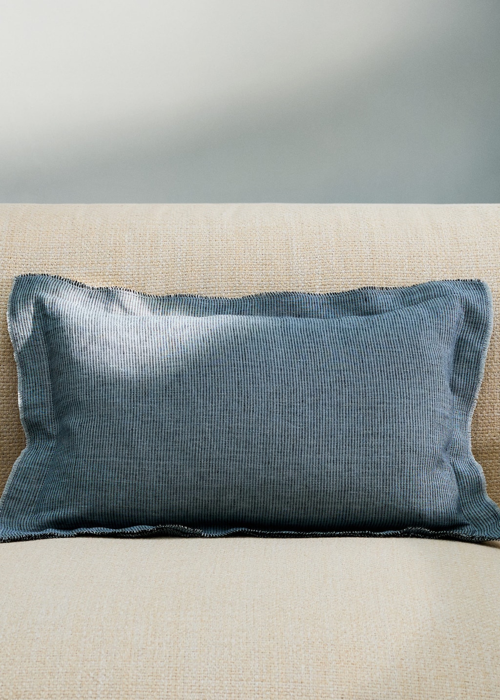 Mango Linen Cushion Cover With Topstitch Finish 30x50 Cm Green In Blue