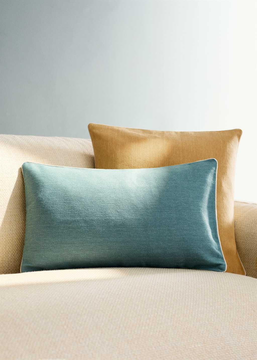Mango Piping Cushion Cover 30x50cm Aqua Green In Multi
