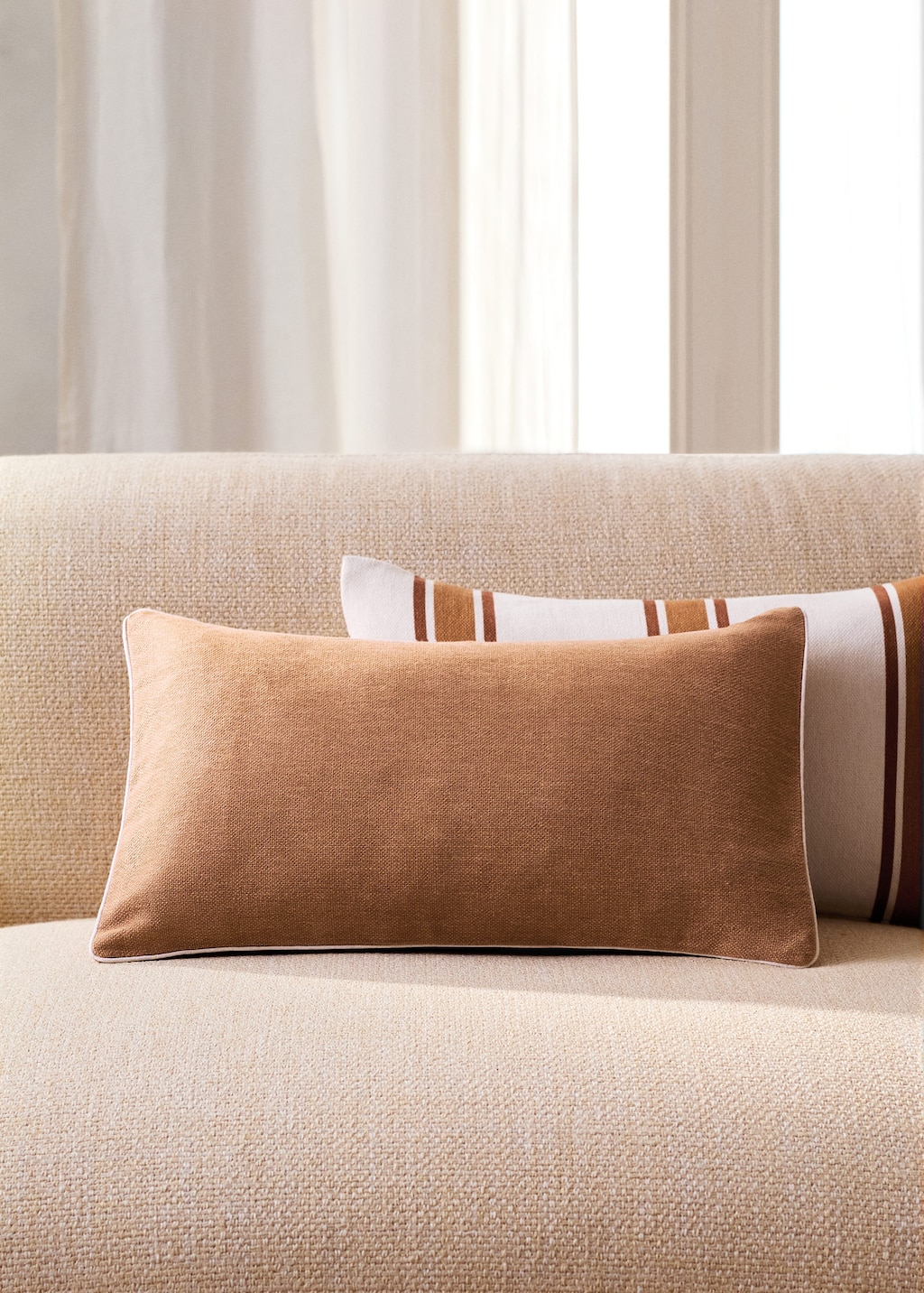 Mango Piping Cushion Cover 30x50cm Russet In Brown