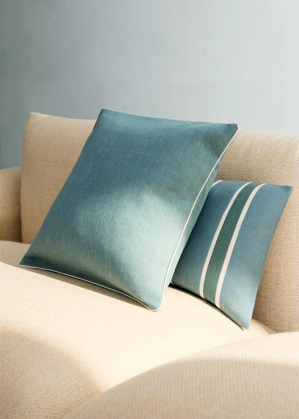 Mango Piping Cushion Cover 45x45cm Aqua Green In Blue