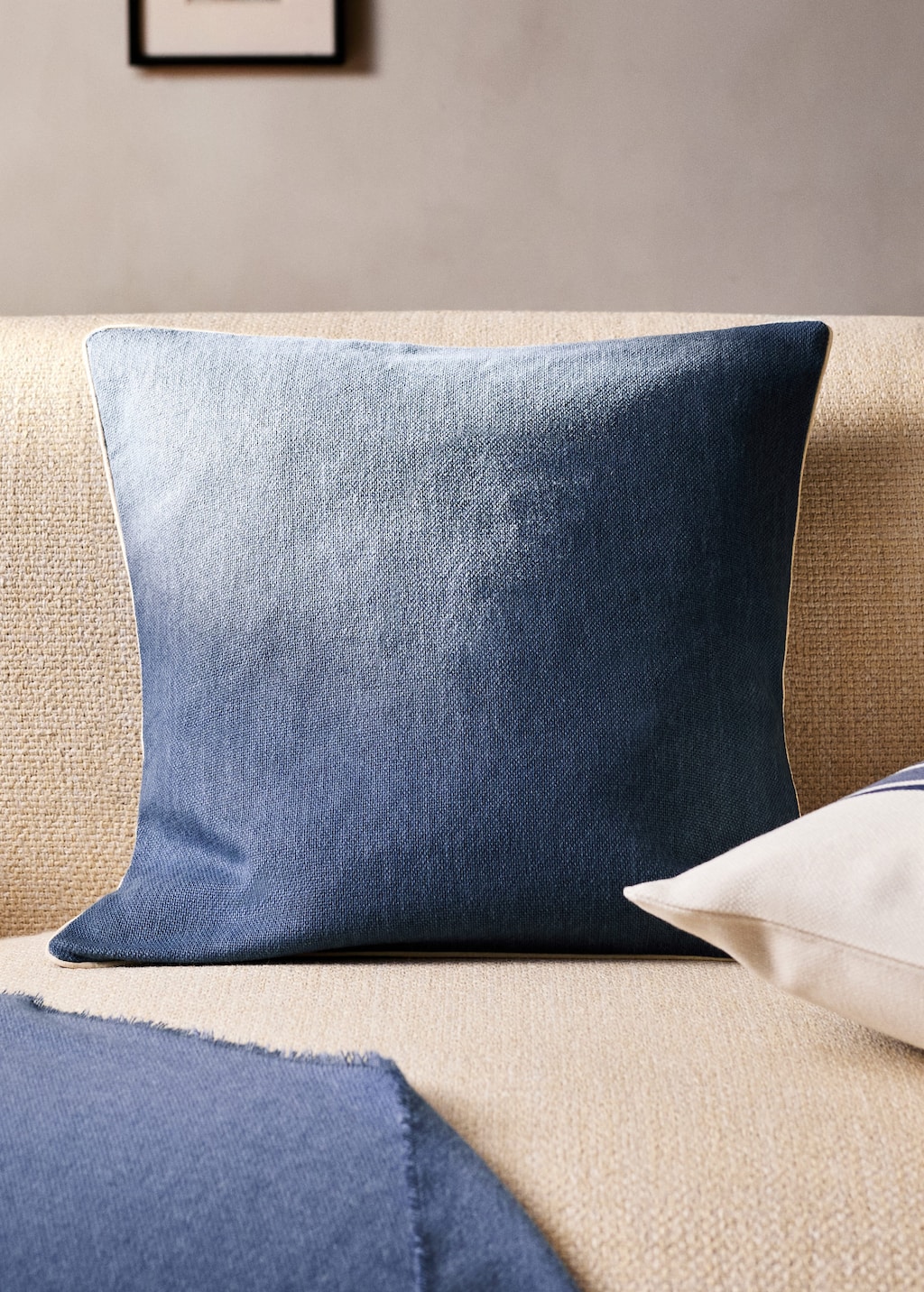 Mango Piping Cushion Cover 45x45cm Indigo Blue