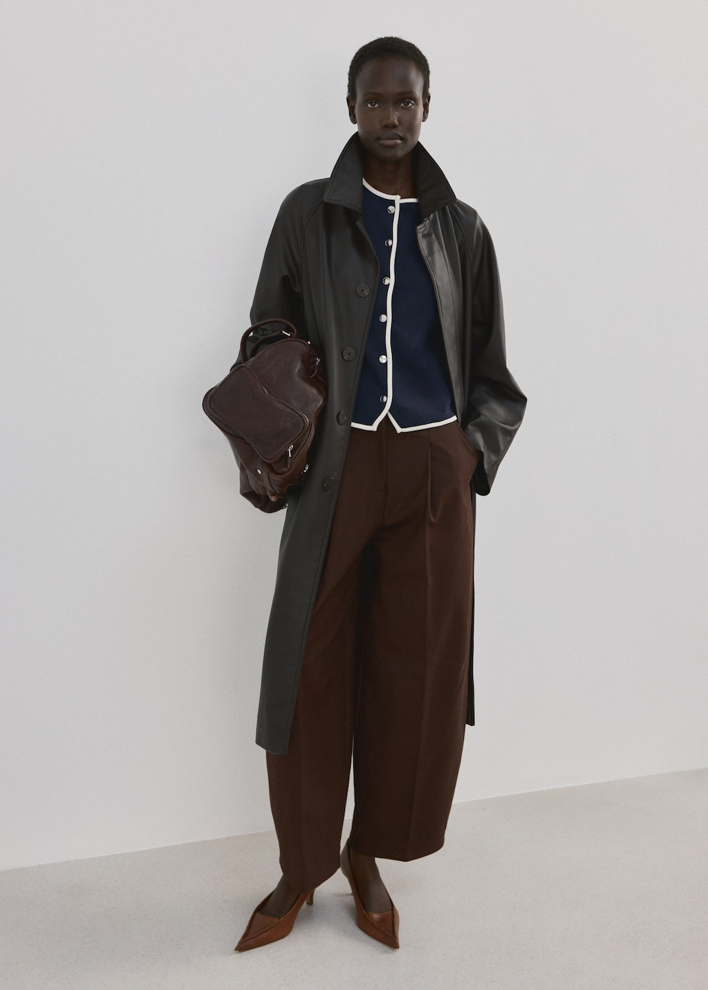 Mango Buttoned Cotton T-shirt Dark Navy In Blue