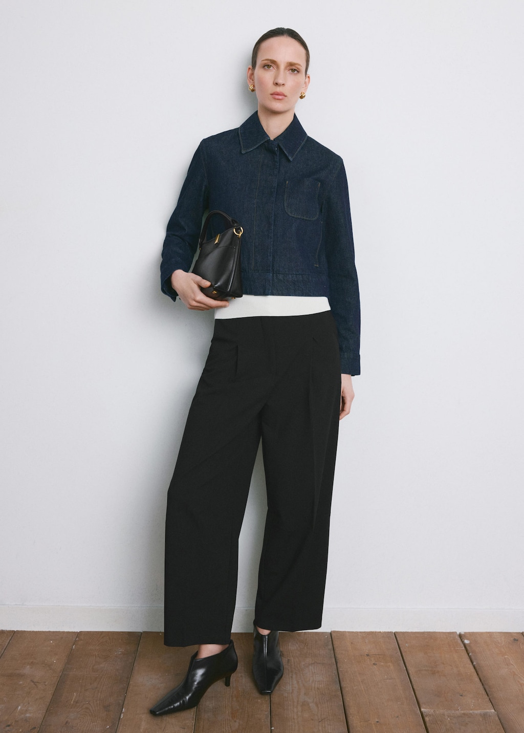 Mango Straight-fit Pleated Trousers Black