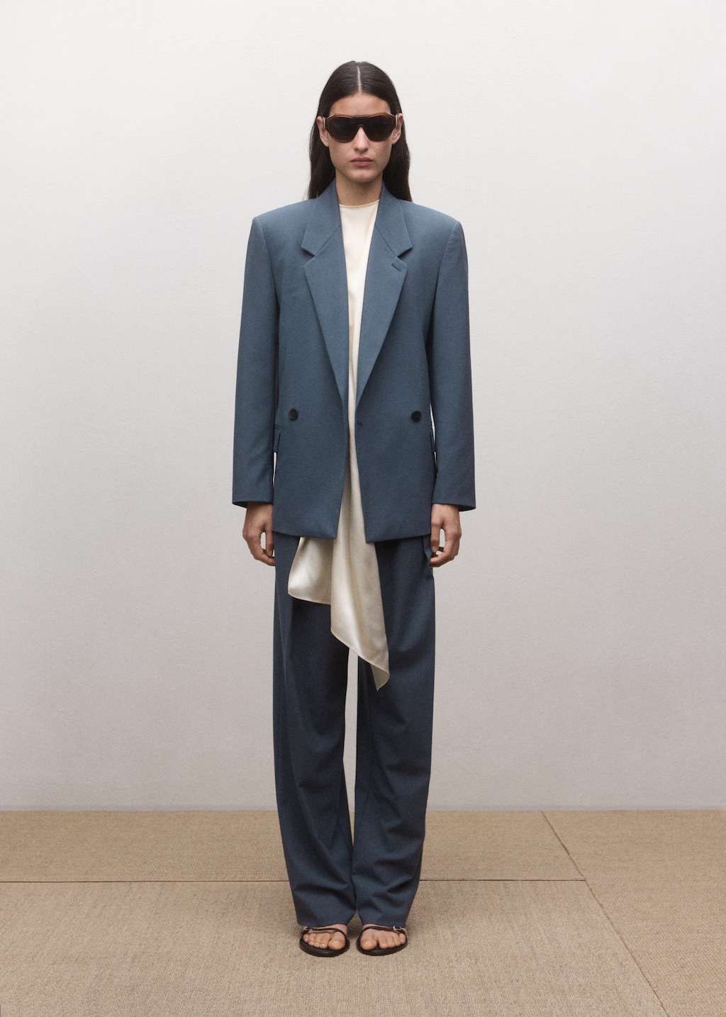 Mango Wool-blend Suit Blazer Blue