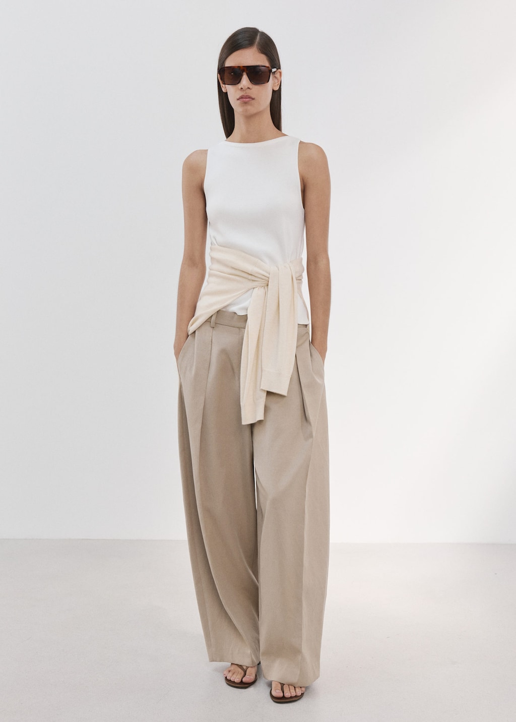 Mango Fine-knit Top Ecru In White