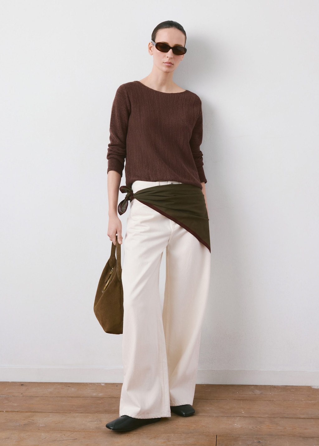 Mango Lurex Knitted Sweater Chocolate In Brown