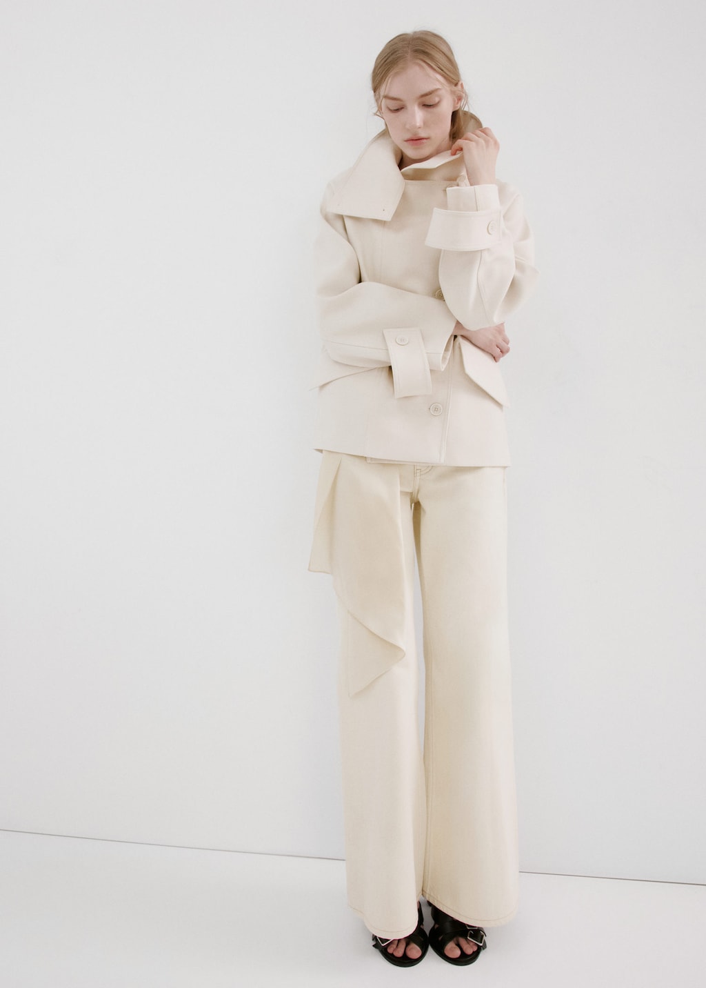 Mango Jean Flare Taille Mi-haute Écru - Femme - 46 -  In Sand