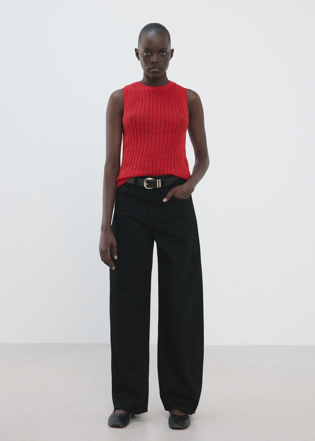 Mango Top Maille Ajourée Rouge - Femme - 1xl -  In Red