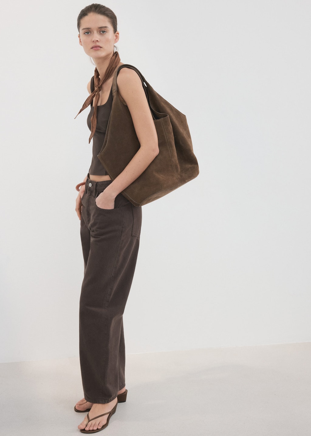 Mango Top Ajusté Décolleté Marron - Femme - Xl -  In Brown