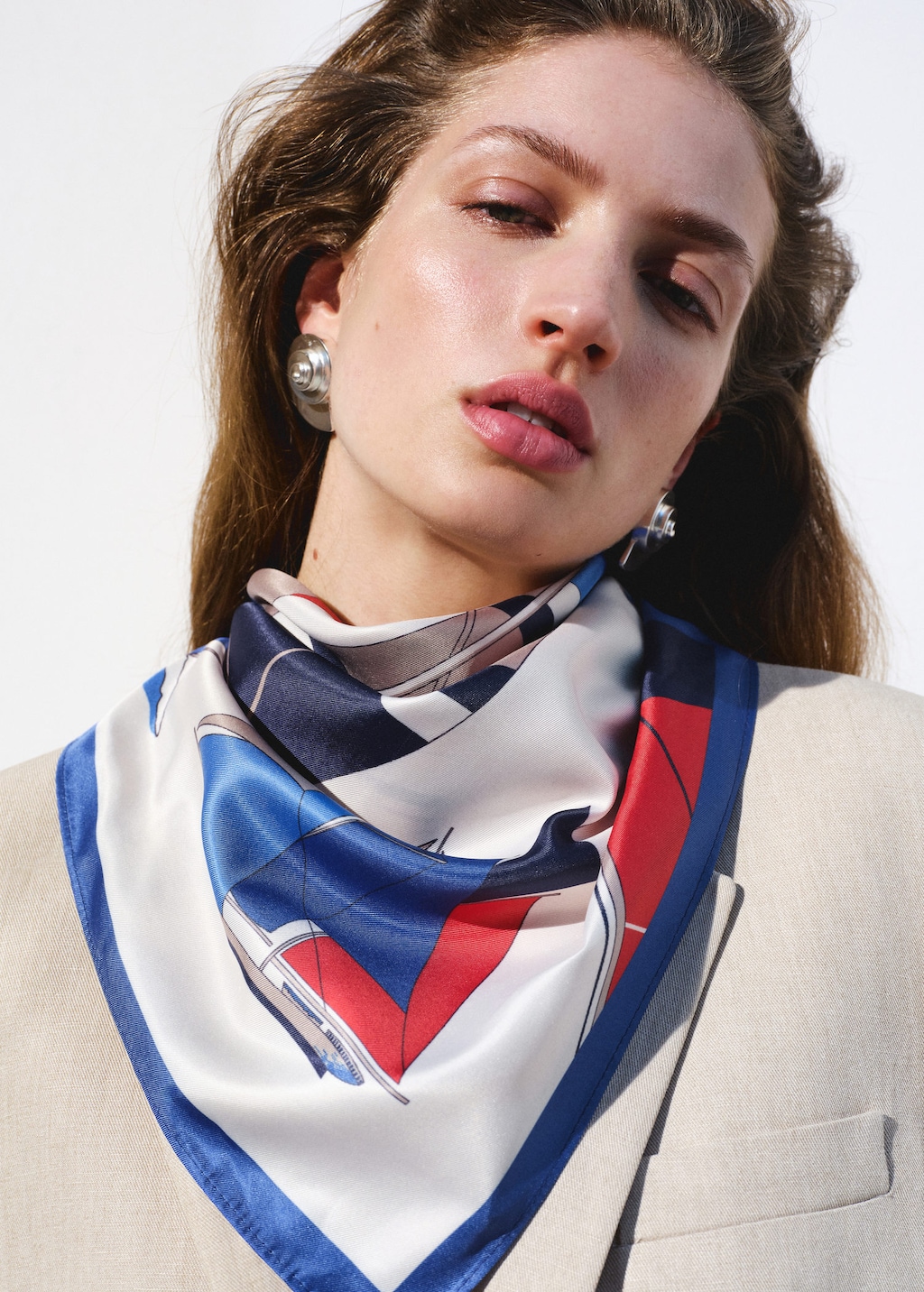 Mango Foulard Imprimé Bateaux Bleu Marine - Femme - Taille Unique -  In Blue