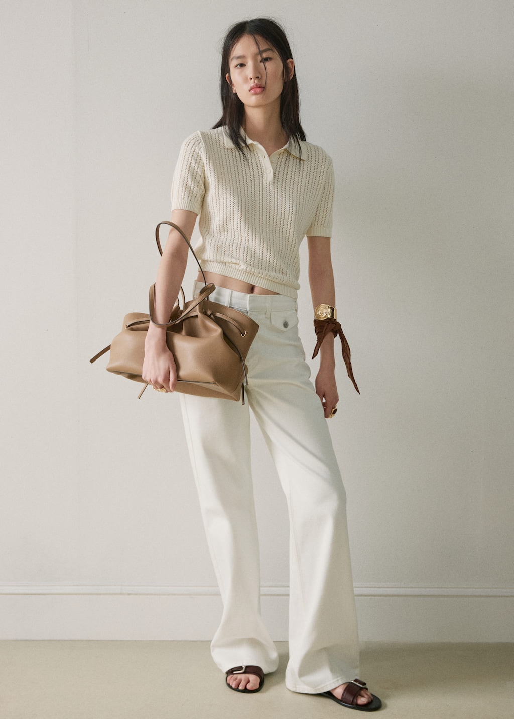 Mango Pantalon Wideleg Taille Normale À Poches Blanc - Femme - 38 -  In White