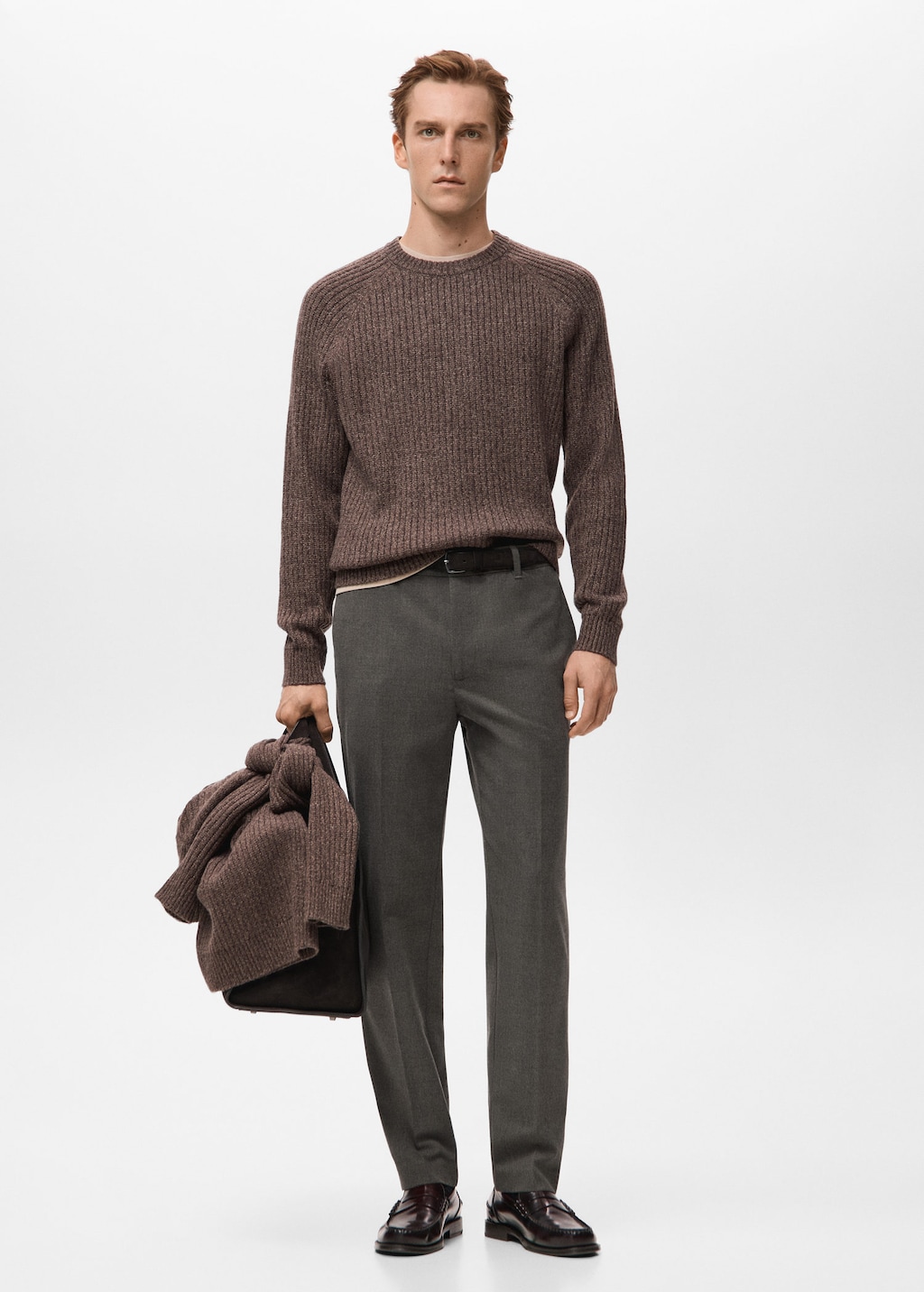 Mango Man Pantalon Regular-fit Pinces Marron Moyen - Homme - 48 -  In Brown