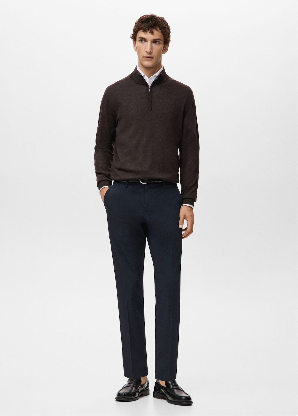 Mango Man Bologna Cropped Slim-fit Trousers Navy In Blue