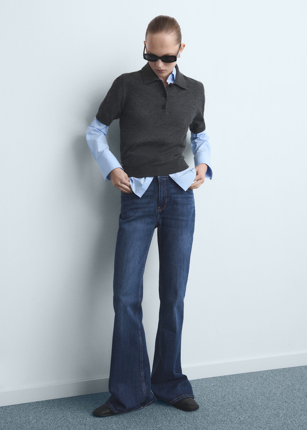 Mango Violet Flared High-rise Jeans In Blue