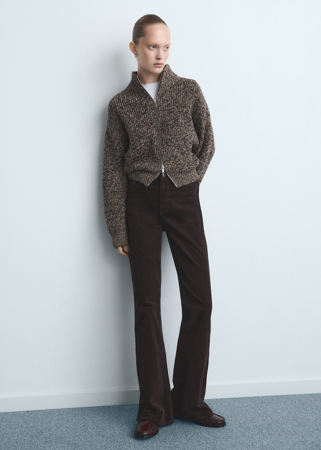 Mango Velvet Flared Jeans In Multi