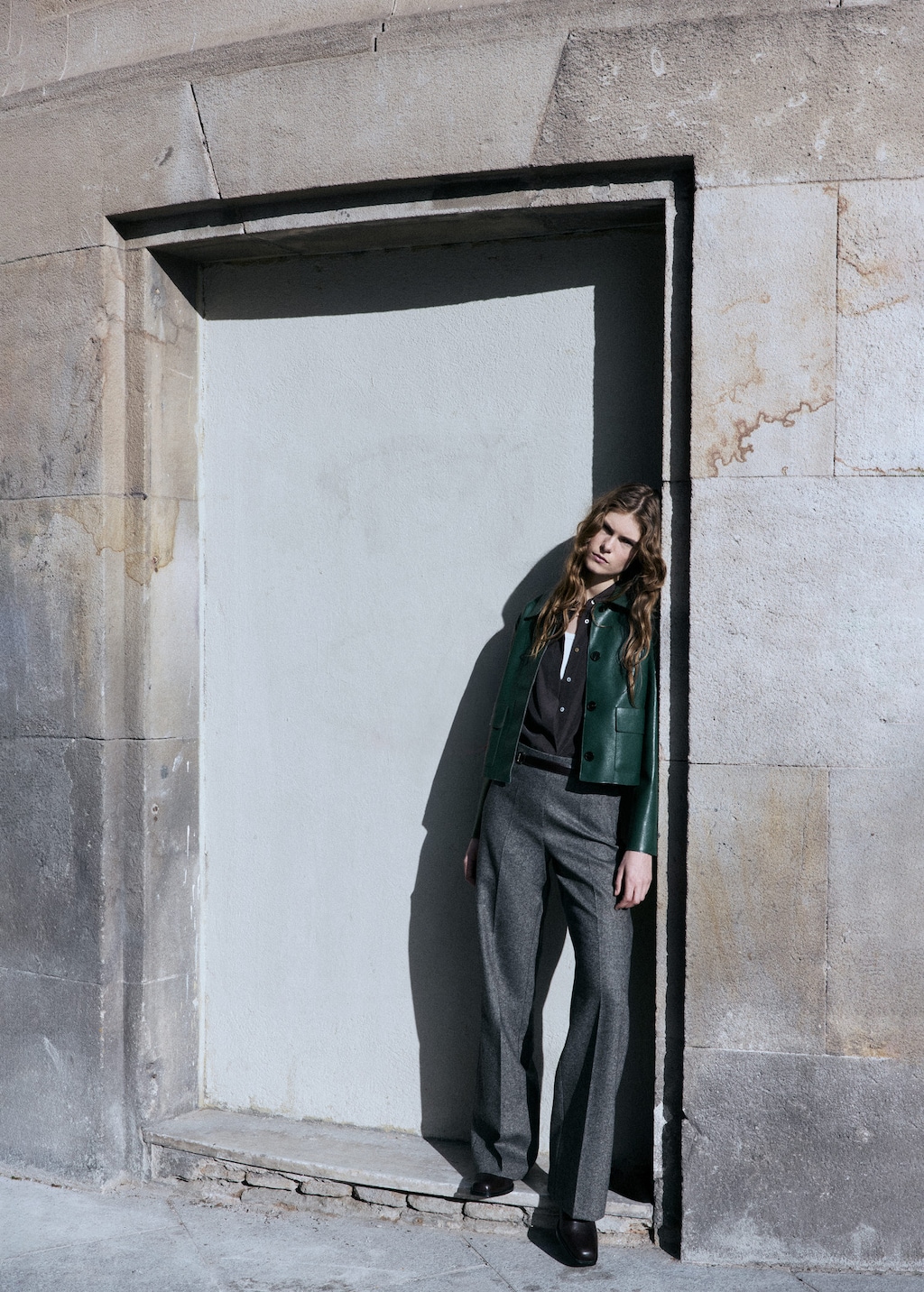 Mango Veste Cuir Synthétique Poches Vert - Femme - 1xl - In Green