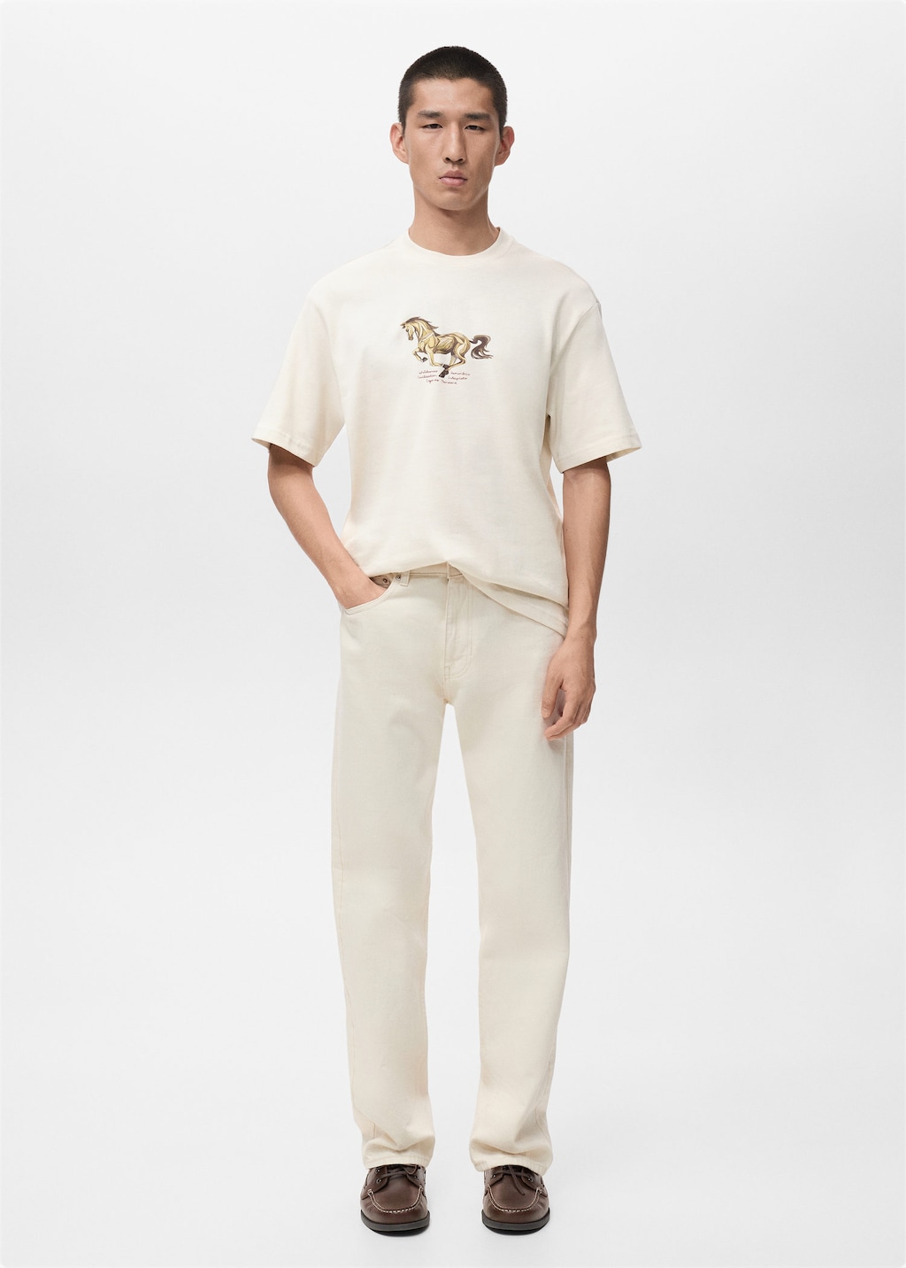 Mango Man T-shirt Apolloh-h Ecru In Sand