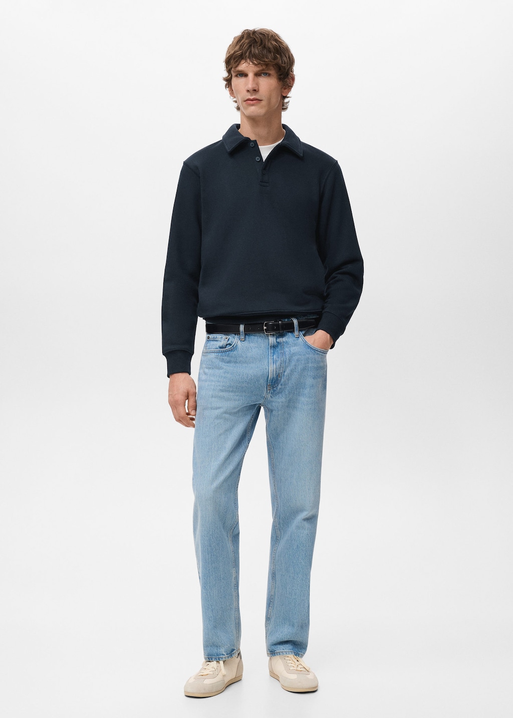 Mango Man Regular-fit Polo Sweatshirt Navy In Blue