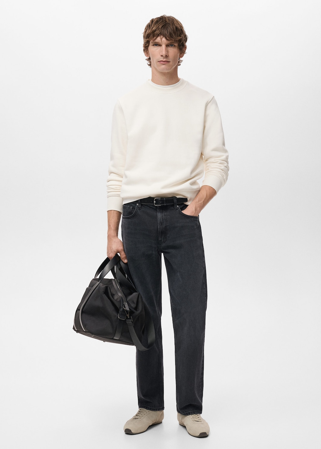 Mango Man Regular-fit Cotton Sweatshirt White