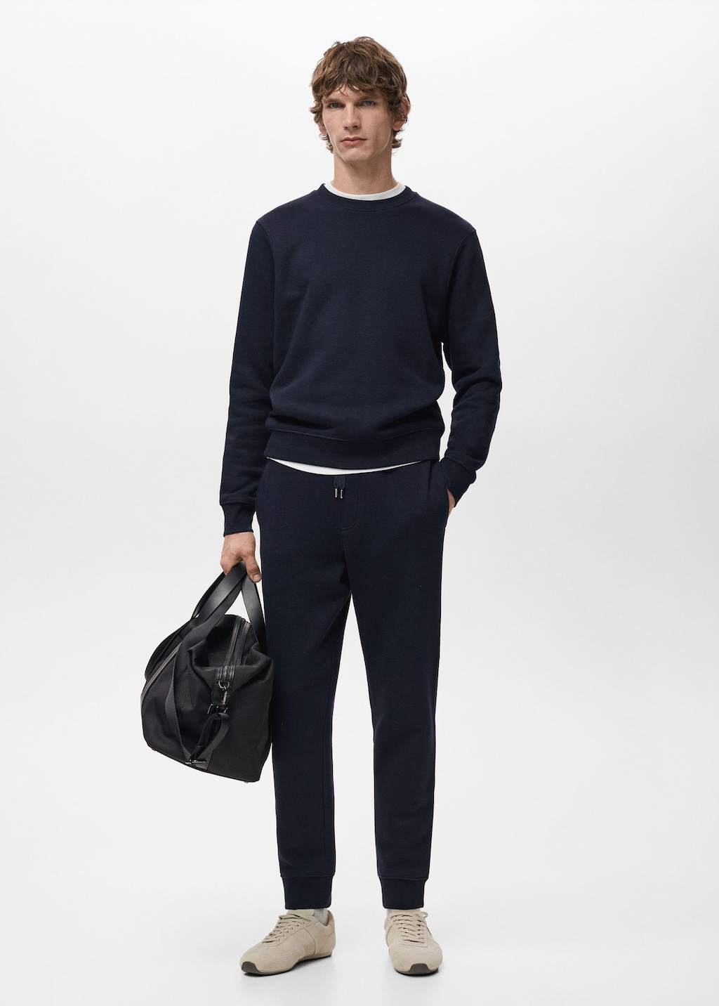 Mango Man Regular-fit Cotton Sweatshirt Navy In Blue