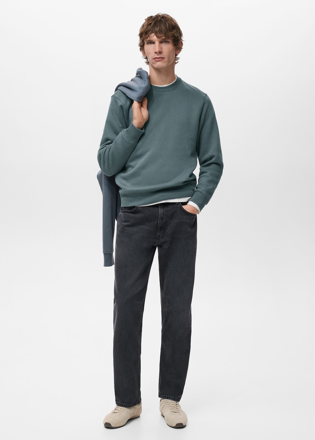 Mango Man Regular-fit Cotton Sweatshirt Prussian Blue