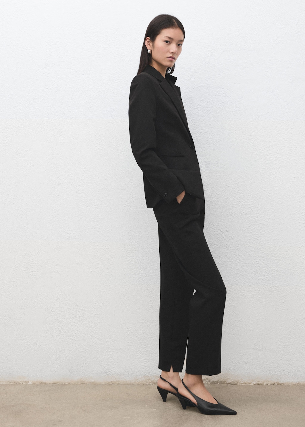 Mango Straight Suit Trousers Black