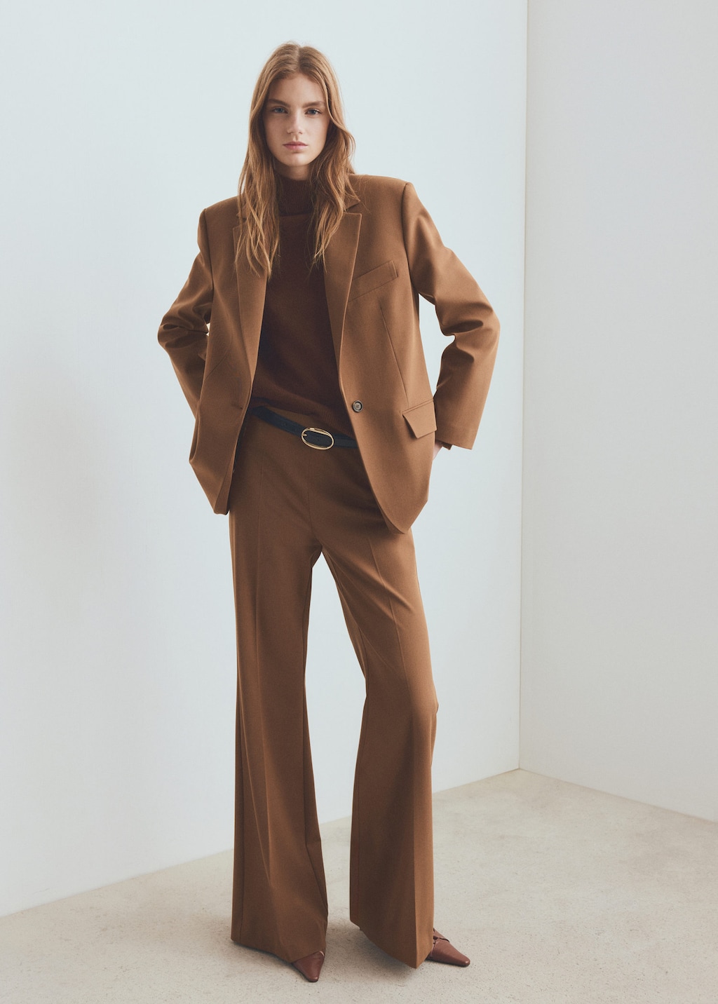 Mango Straight Jacket With Flap Pockets Caramel In Brown