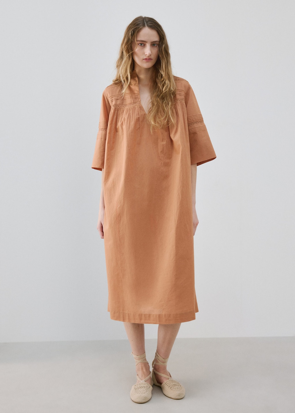 Mango Chemise De Nuit 100 % Coton Cuivre - Femme - S -