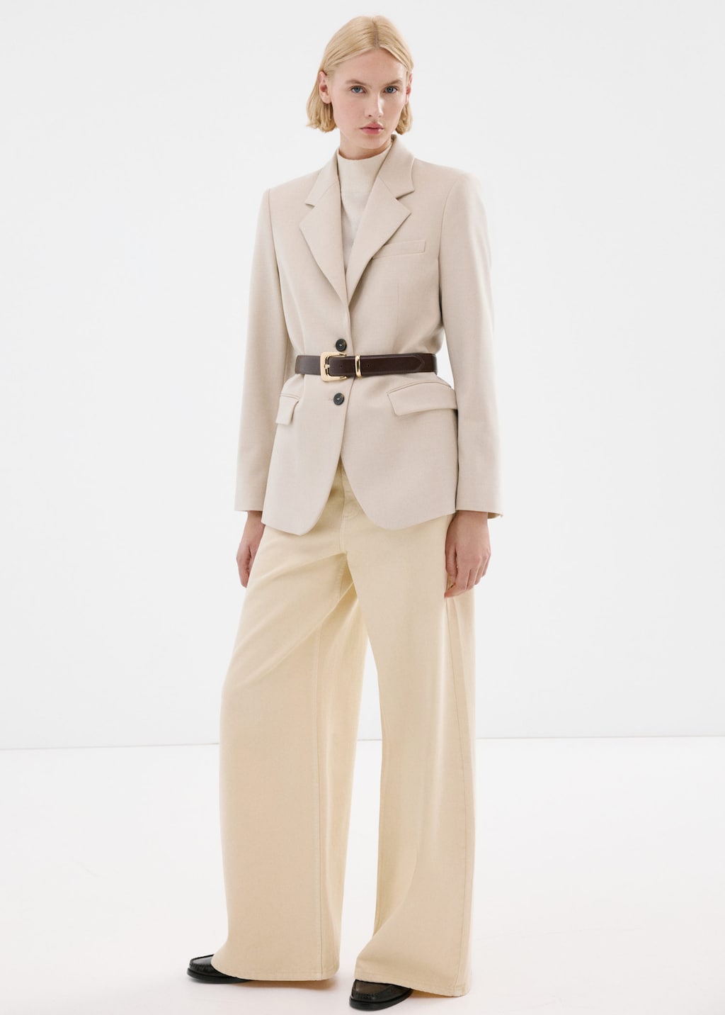 Mango Wide Leg Mid-rise Jeans Vanilla In Neutral