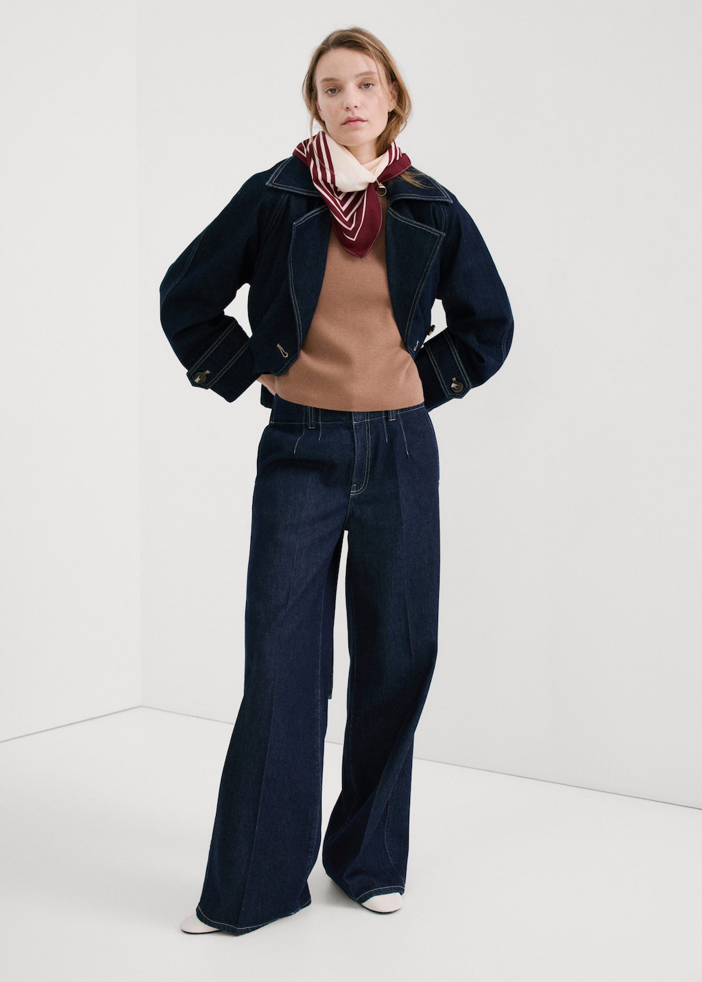 Mango Mid-rise Wide Leg Trousers Open Blue