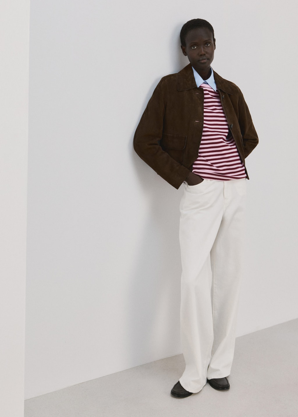 Mango Striped Short-sleeved T-shirt Pastel Pink