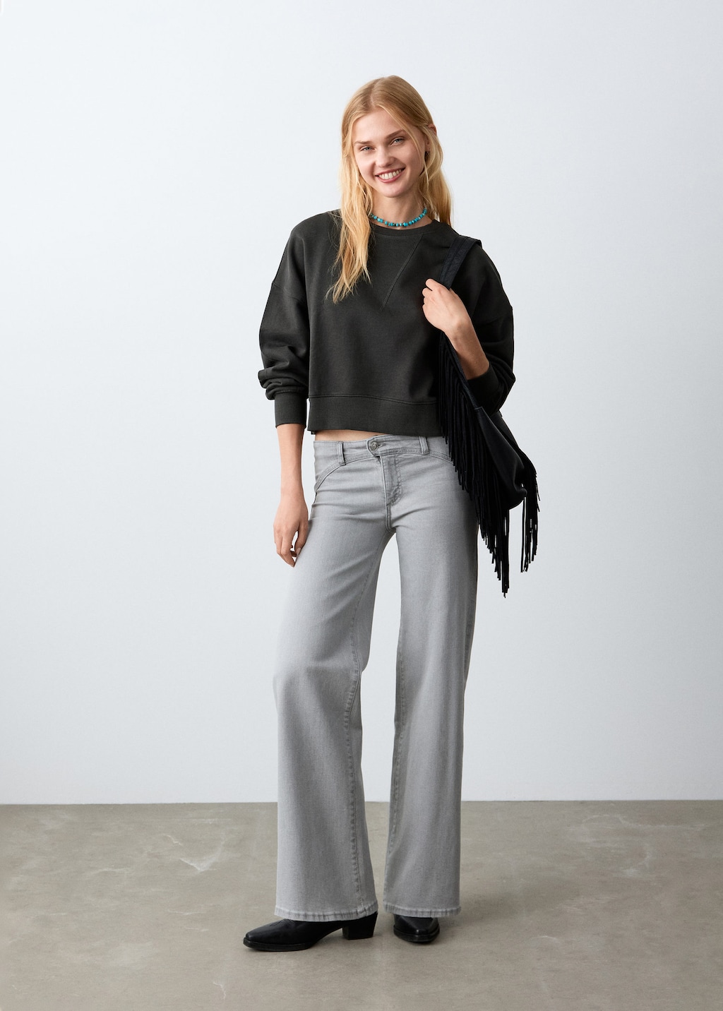 Mango Teen Sweatshirt Peak Charcoal In Black