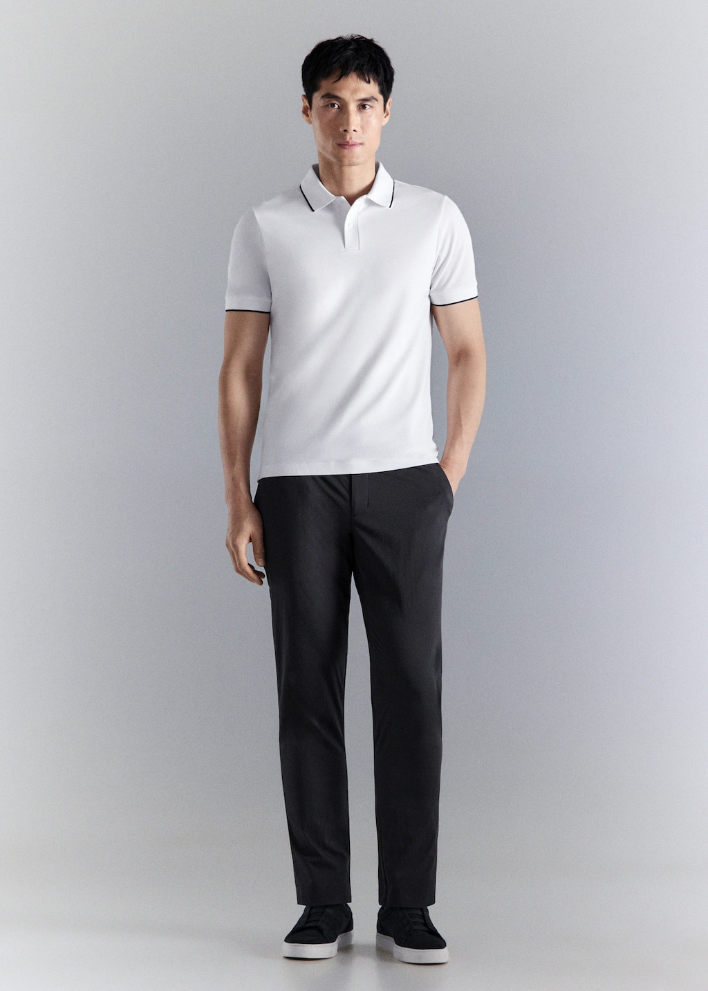 Mango Comfort Stretch Piqué Polo White