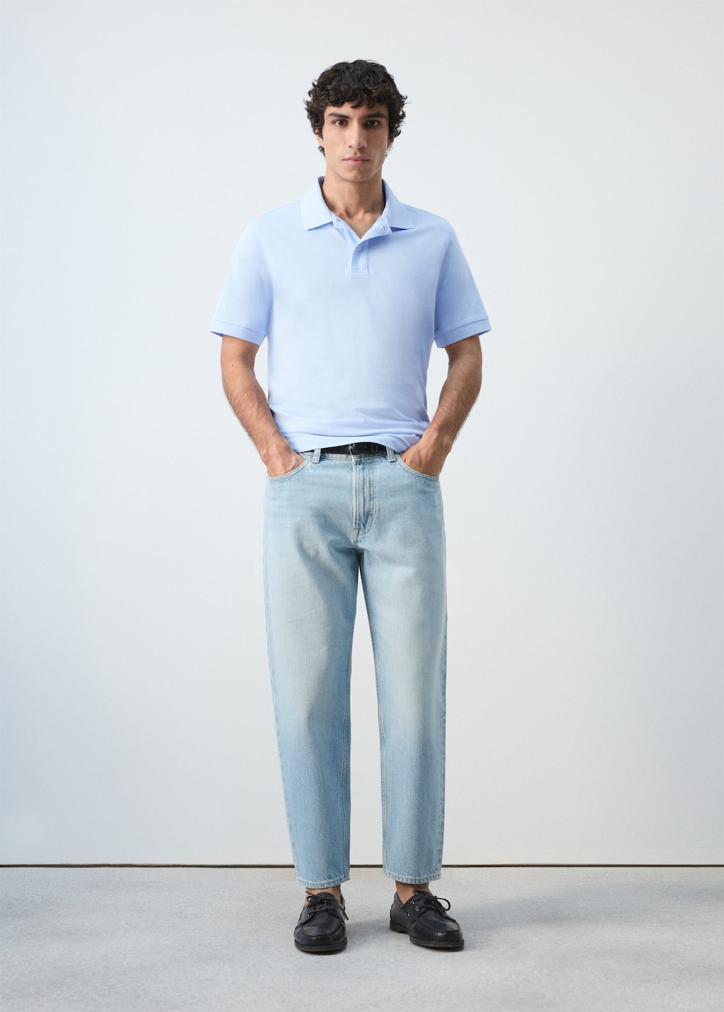 Mango Regular-fit Cotton Piqué Polo Shirt Sky Blue