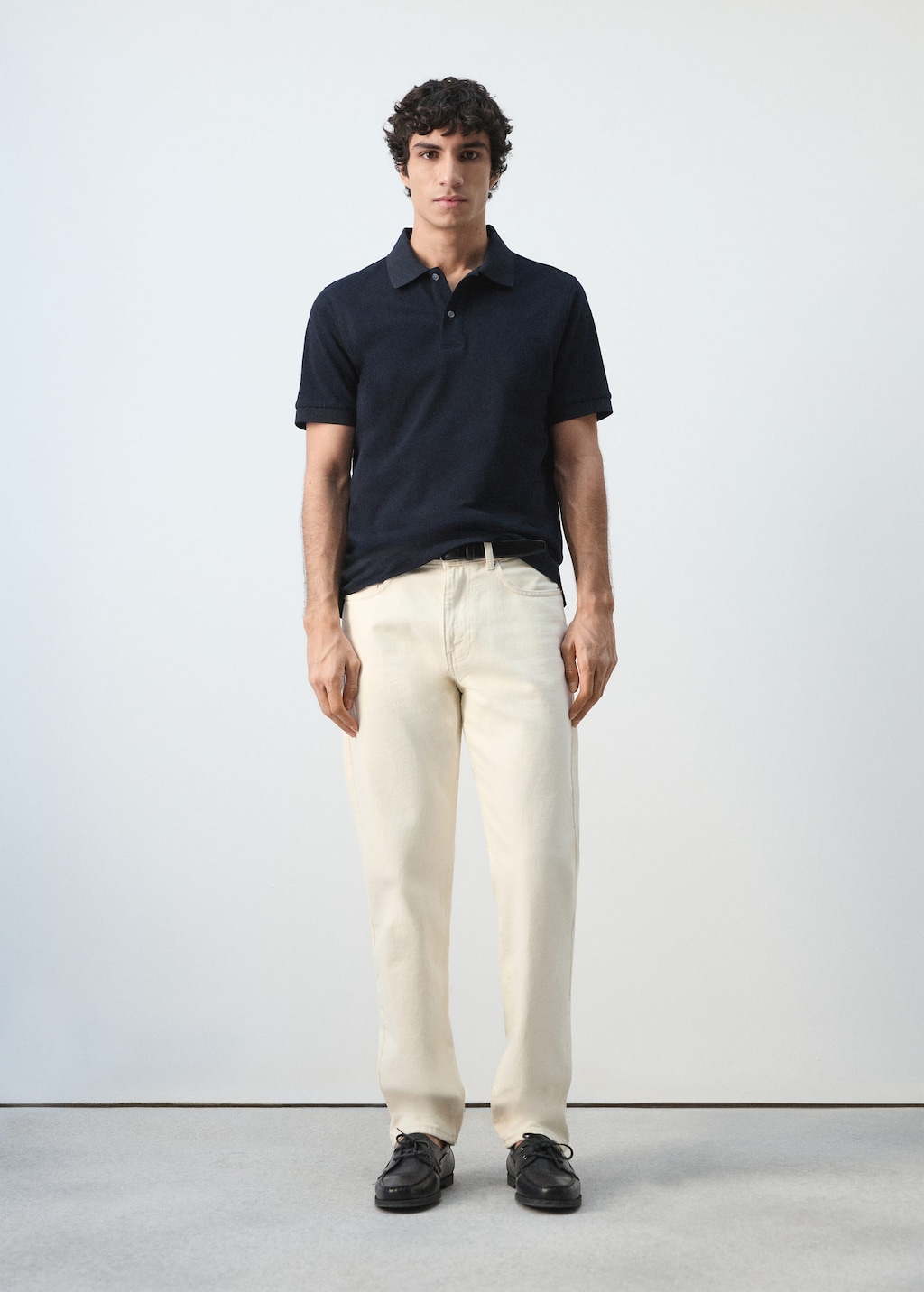 Mango Regular-fit Cotton Piqué Polo Shirt Navy In Black
