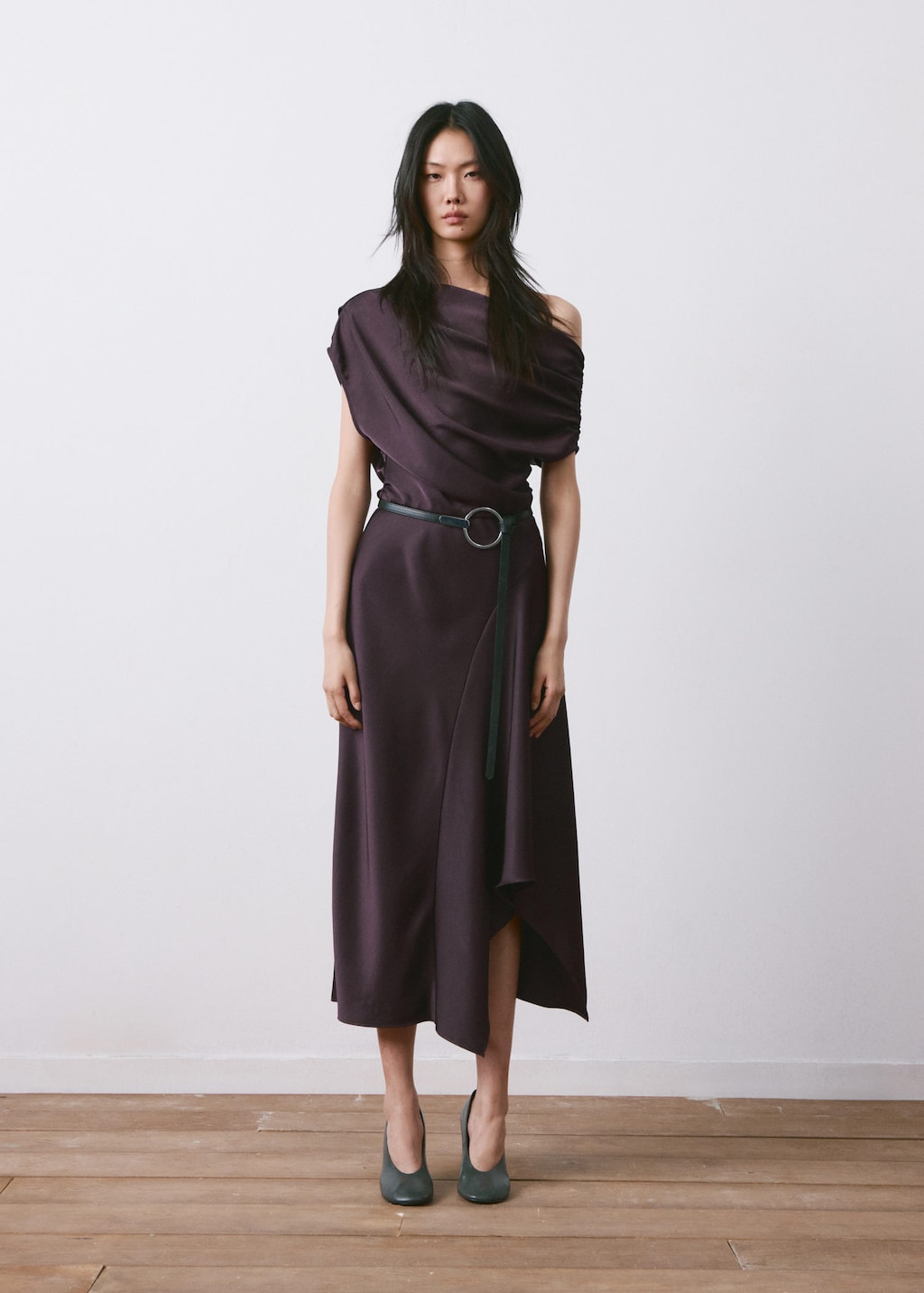 Mango Asymmetrical Flared Dress Chocolate In Brown