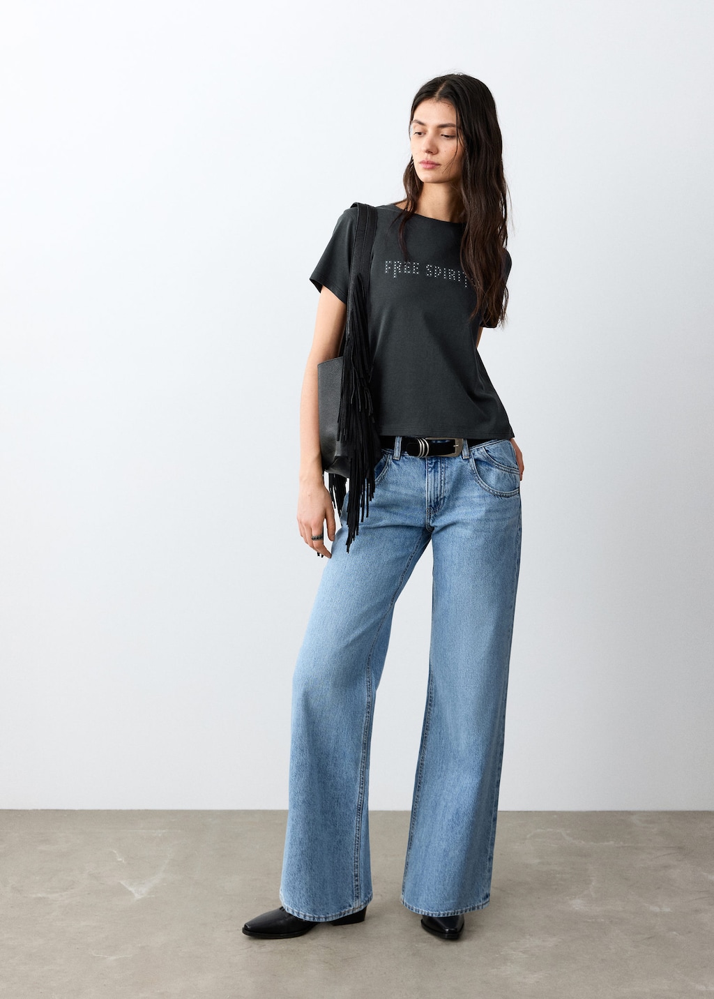 Mango Printed Cotton-blend T-shirt Navy In Blue