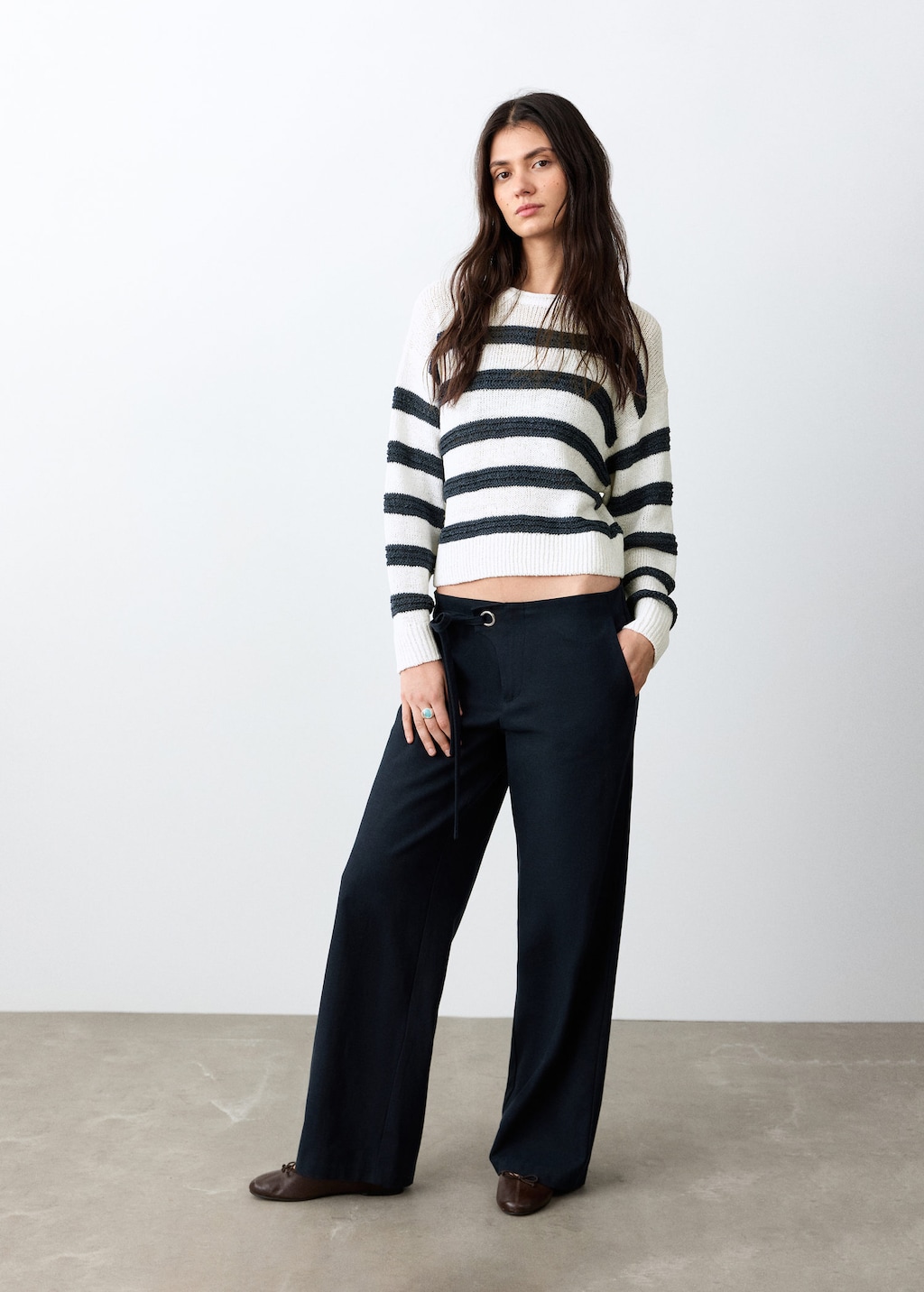 Mango Pull-over Maille Ajourée Rayures Blanc Cassé - Fille - M -  Teen In Multi