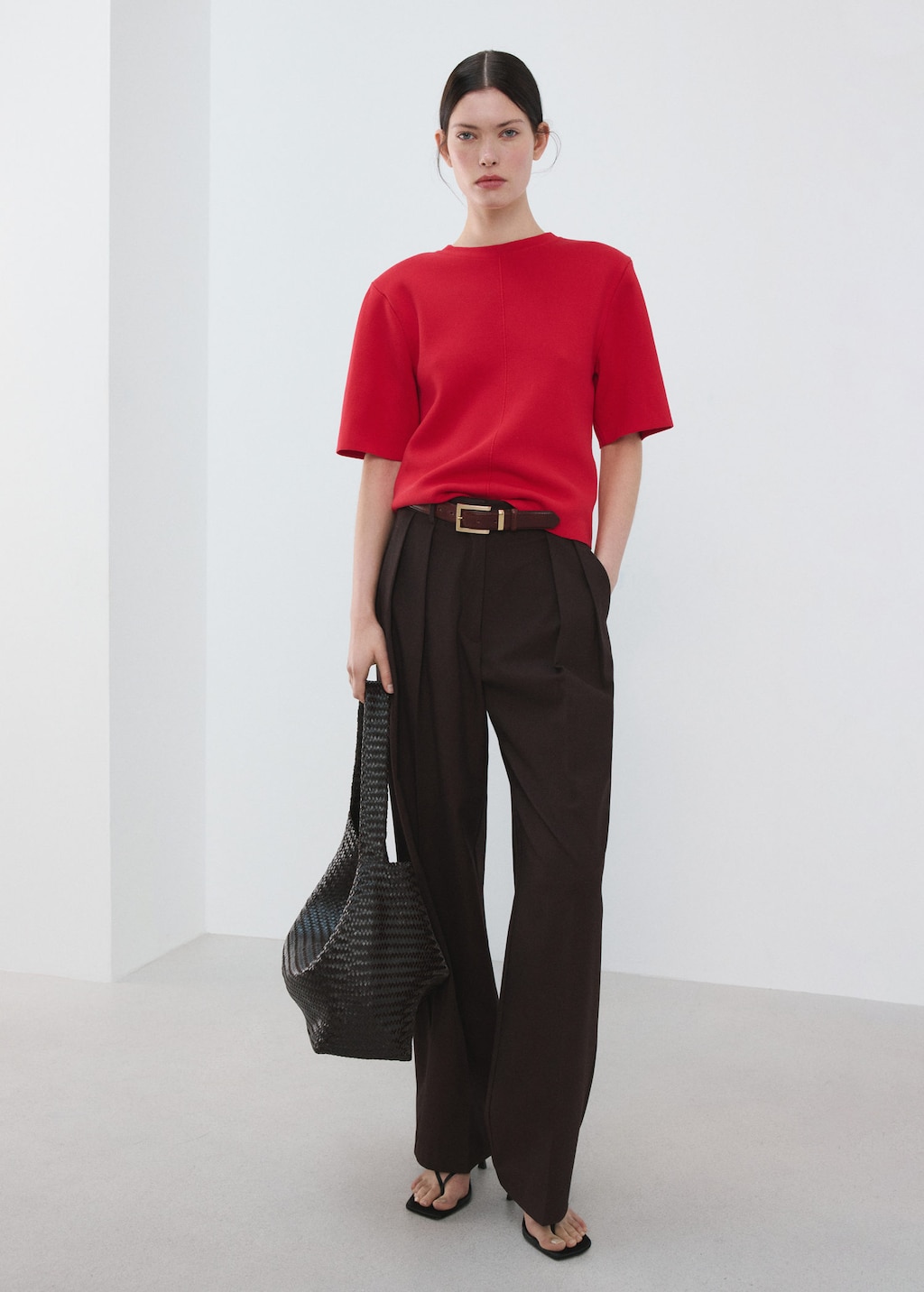 Mango Pull En Maille À Manches Courtes Rouge - Femme - L -  In Red