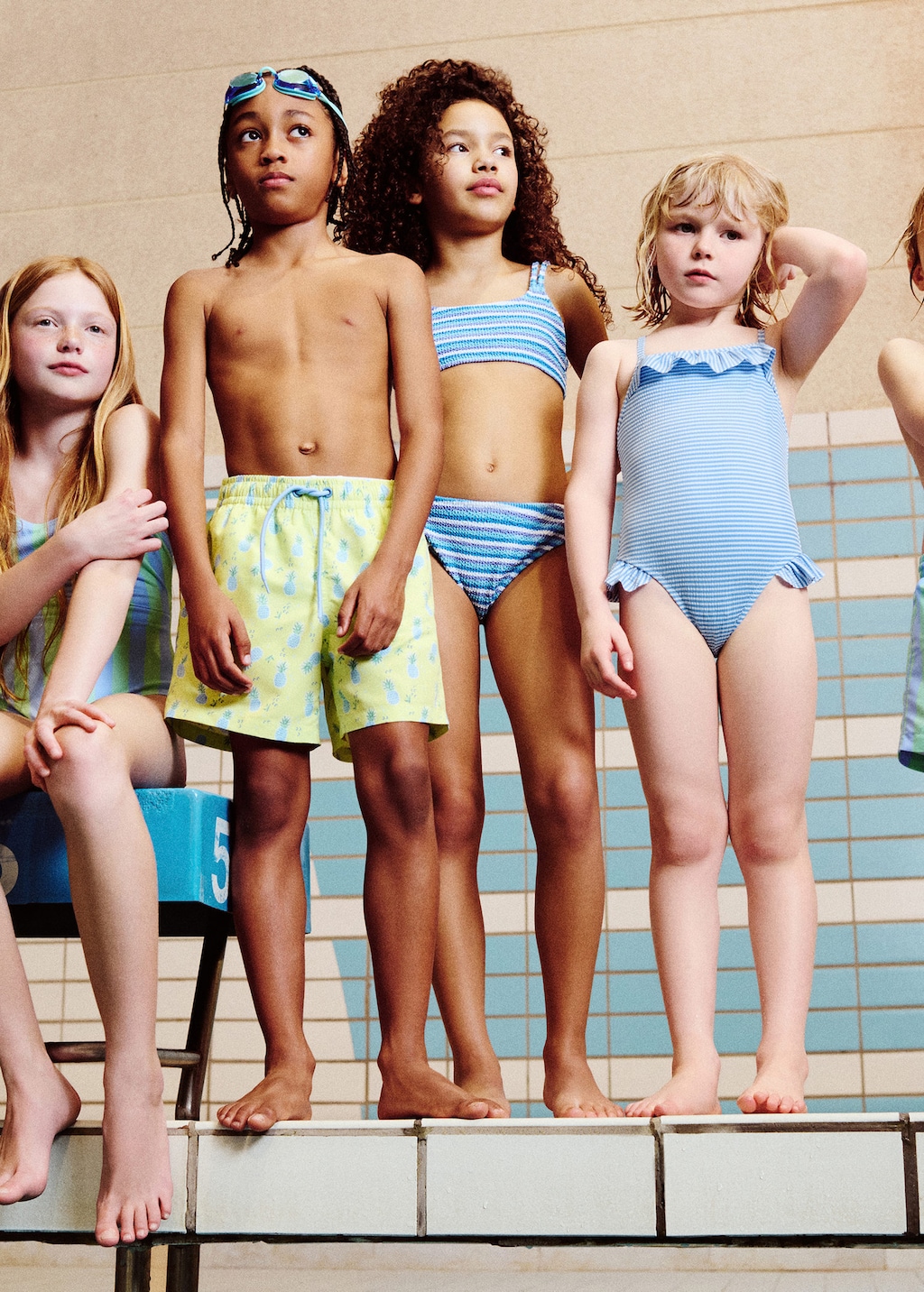 Mango Kids' Striped Textured Bikini In Blue