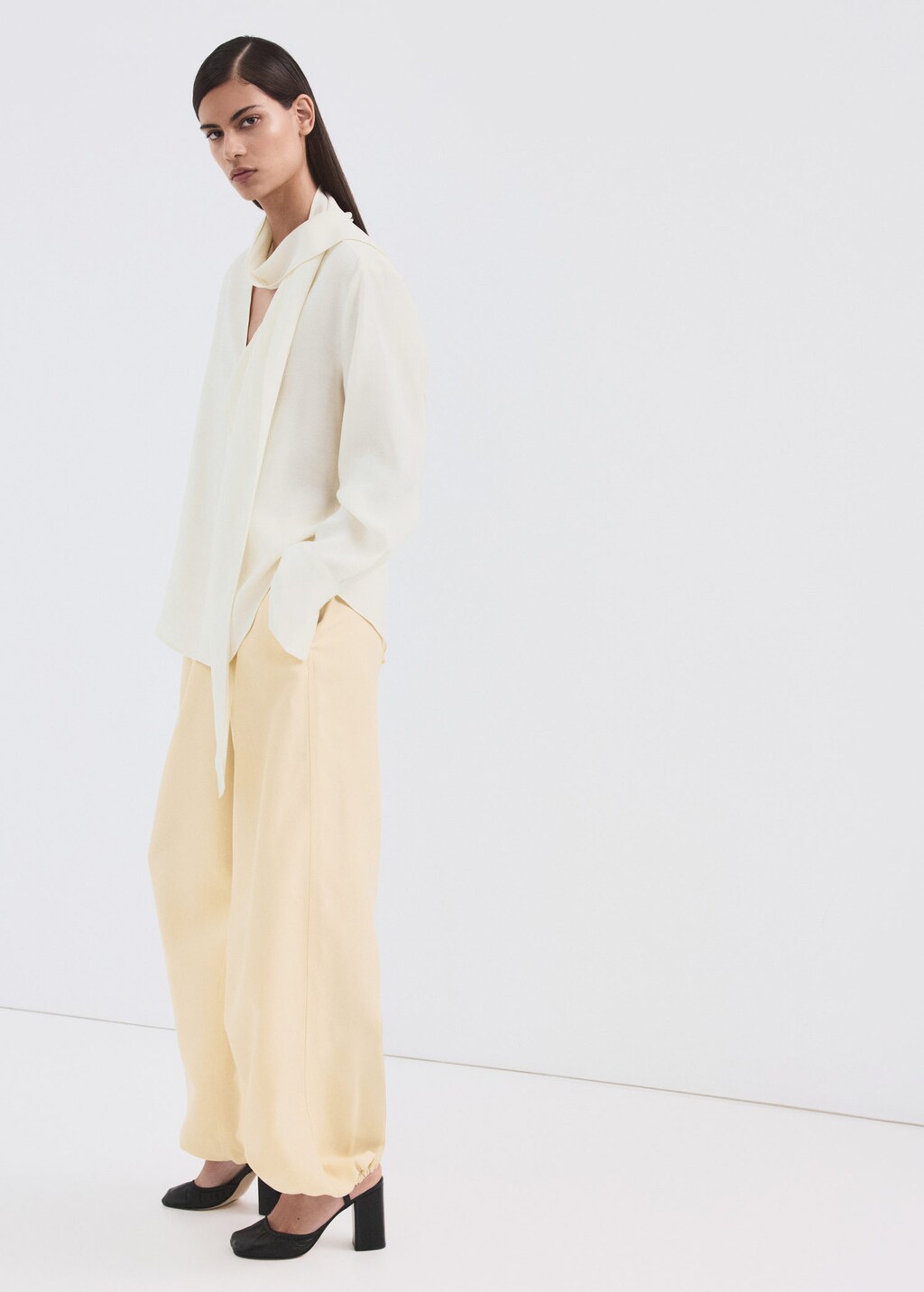 Mango Pantalon Ballon Taille Élastique Écru - Femme - M -  In Neutral