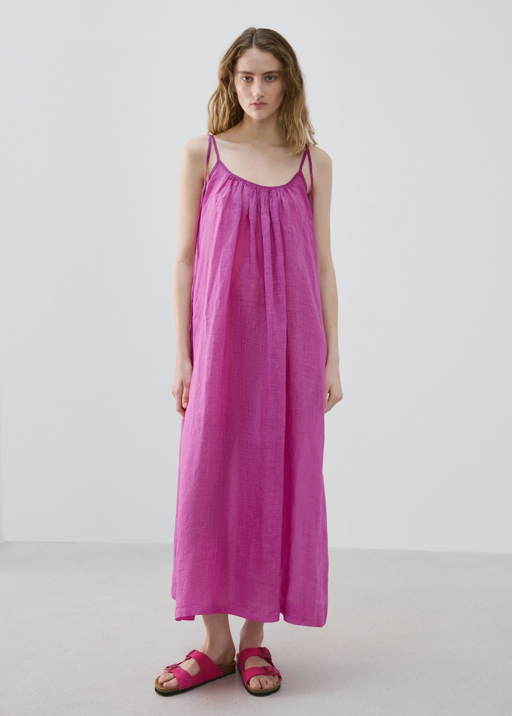 Mango Chemise De Nuit 100 % Ramie Effet Overdyed Fuchsia - Femme - L -  In Black