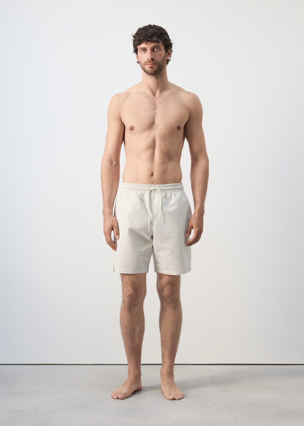 Mango Maillot De Bain Rayures Seersucker Beige - Homme - Xl -  Man In Sand