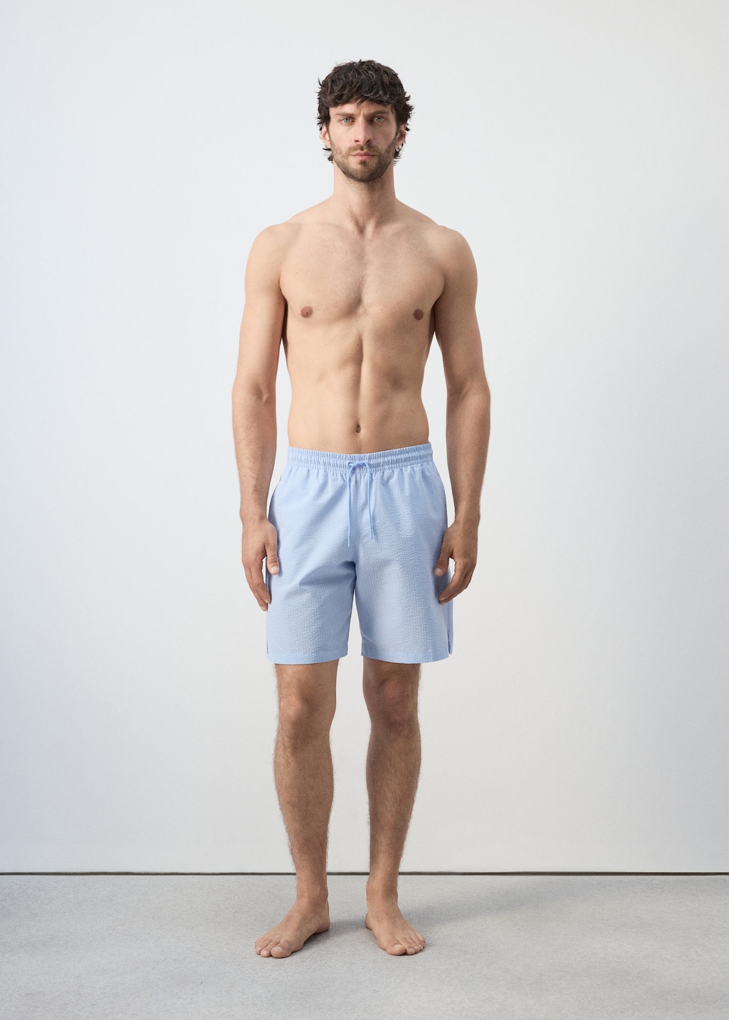 Mango Maillot De Bain Rayures Seersucker Bleu Ciel - Homme - L -  Man In Blue